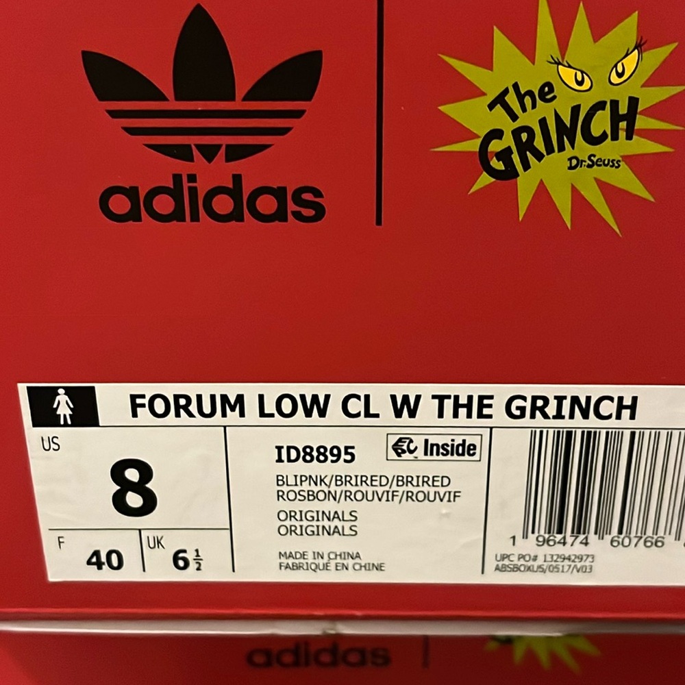 Adidas Forum Low CL The Grinch Shoes Sneakers new pink ID8895 Women’s Size 8 - Picture 16 of 16